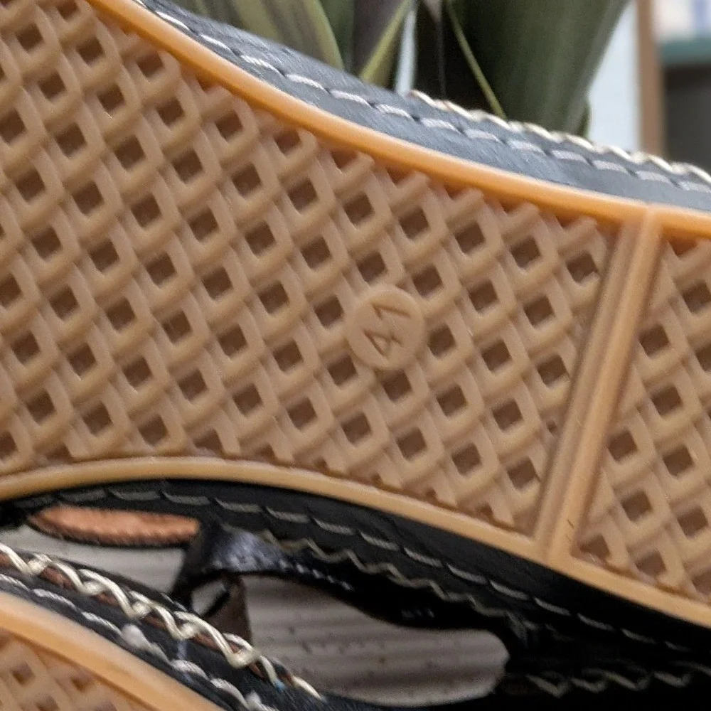 Spring Step Patrizia Airy Wedge Leather T-Strap Flats Black Laser Cut Comfort